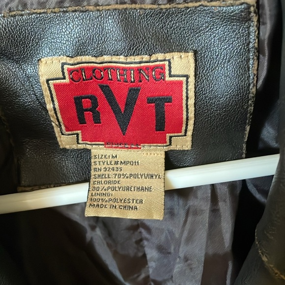 Women’s M brown distressed leather blazer. 2 button closure, front pockets - Picture 2 of 4